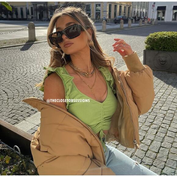 ZARA V-Neck Top with Ruffled Sleeves NWT - Picture 1 of 16